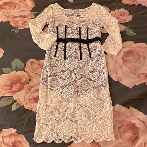BEBE Lace detailed Dress with black waist accent